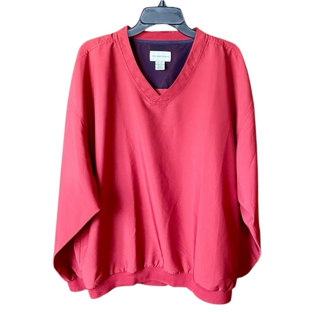 Cutter & Buck men’s v-neck pullover windbreaker golf jacket w/ pockets XL red